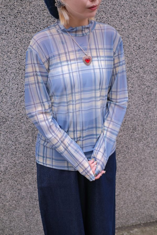 B03 格紋透膚內搭 