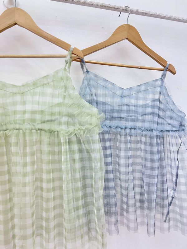 B25青春格紋紗背心 