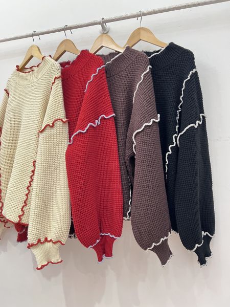 A11捲捲滾邊毛衣 