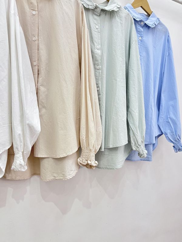 小荷葉領棉麻上衣 