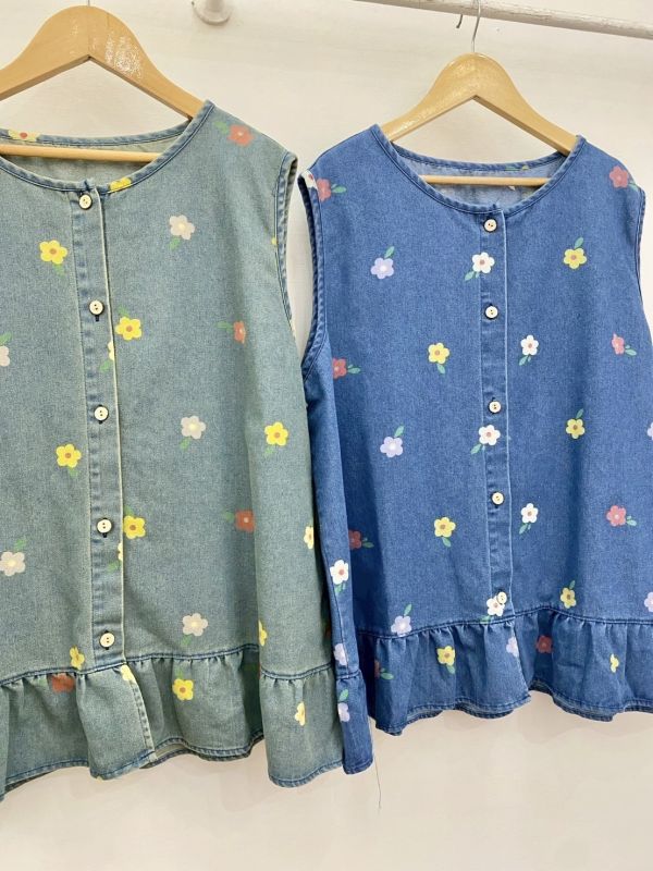 花花牛仔背心 