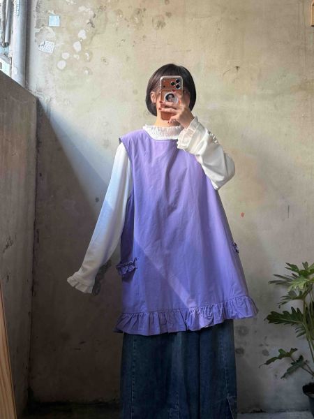 衍縫糖果荷葉背心 