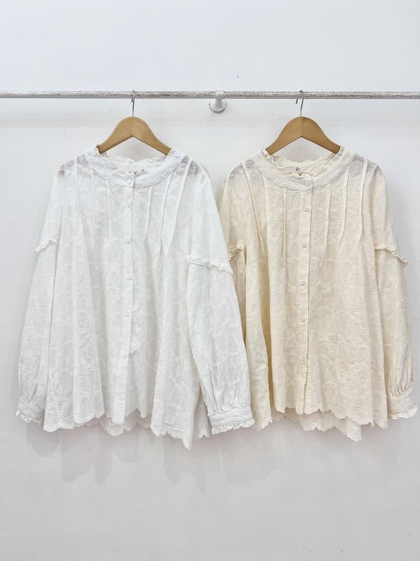 陽光普照荷葉棉麻上衣 