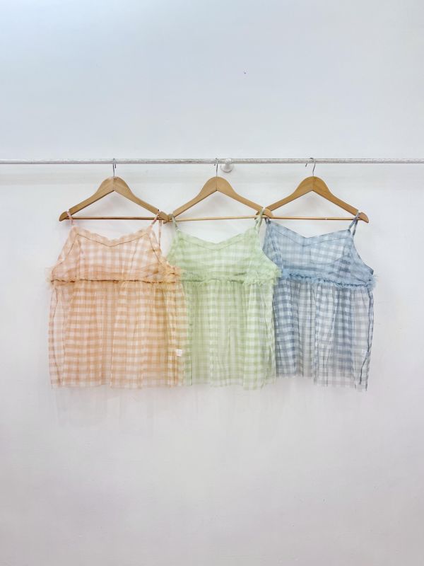 B25青春格紋紗背心 