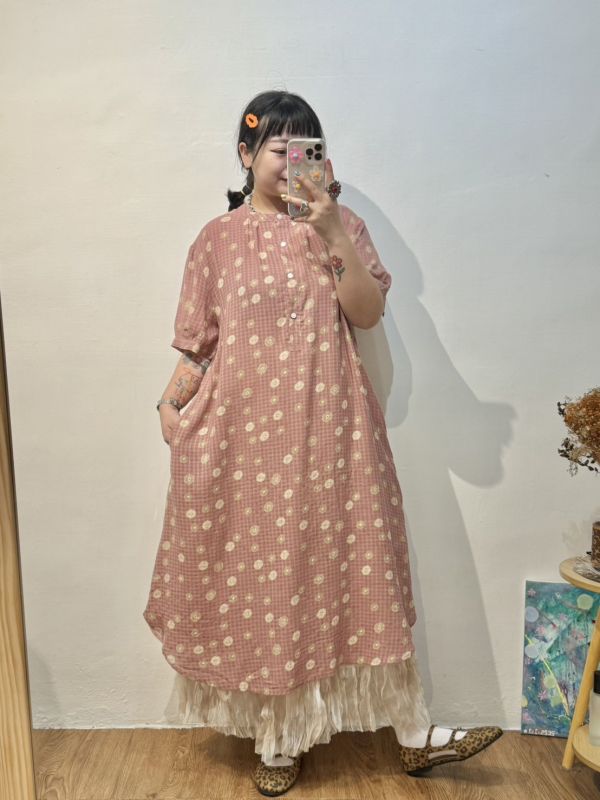 粉色蒲公英洋裝 