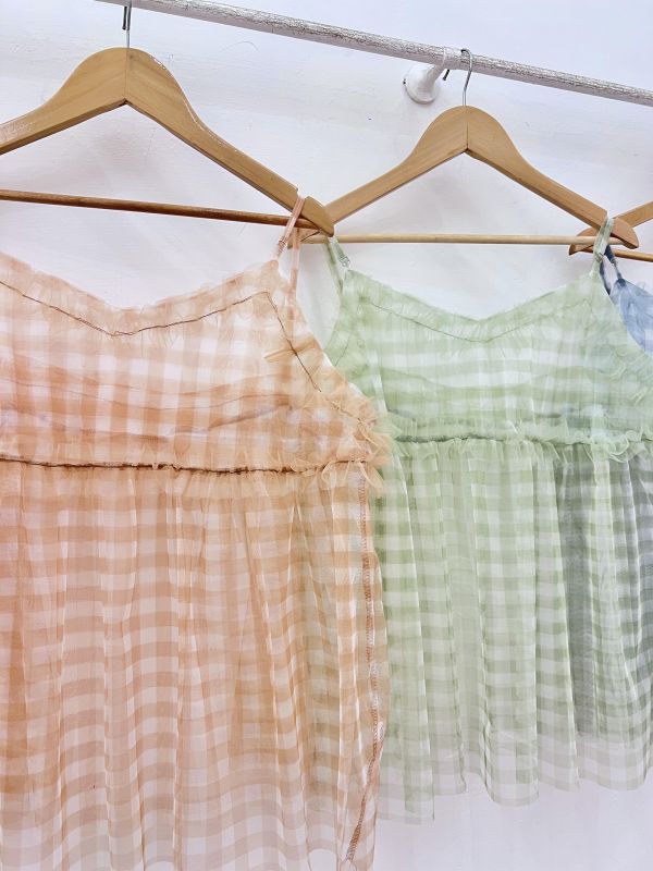 B25青春格紋紗背心 