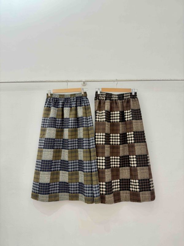 磨毛格紋直筒裙 