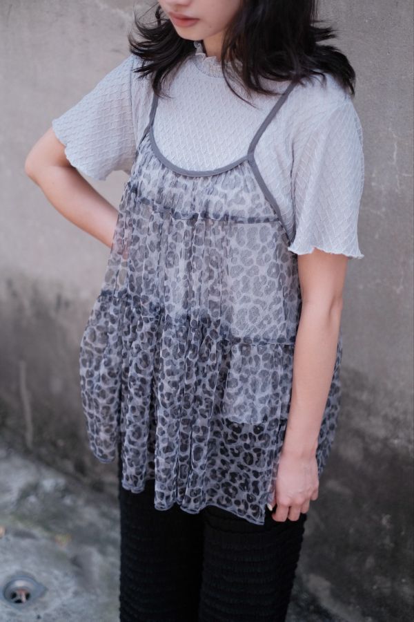 豹紋紗背心 