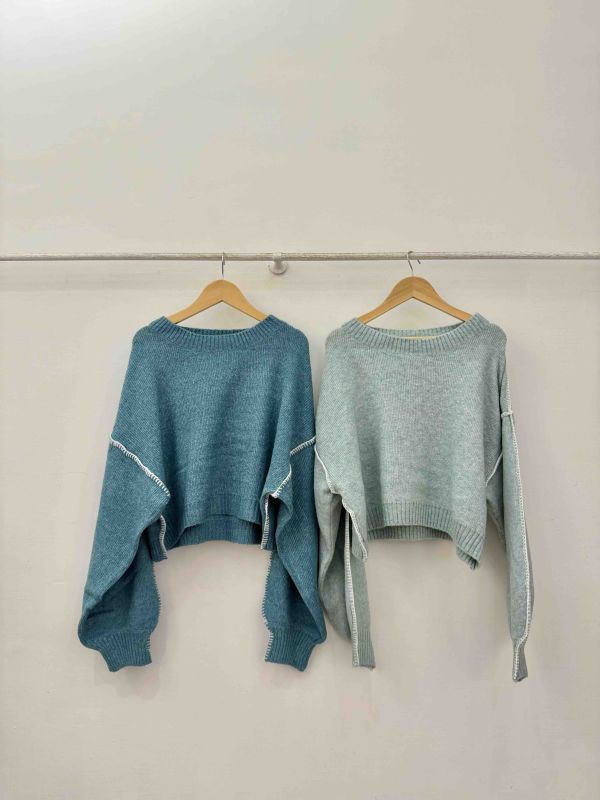 短版縫線設計毛衣 