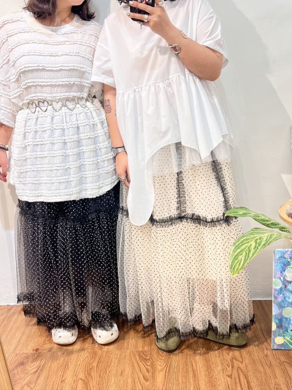摩登點點紗裙 