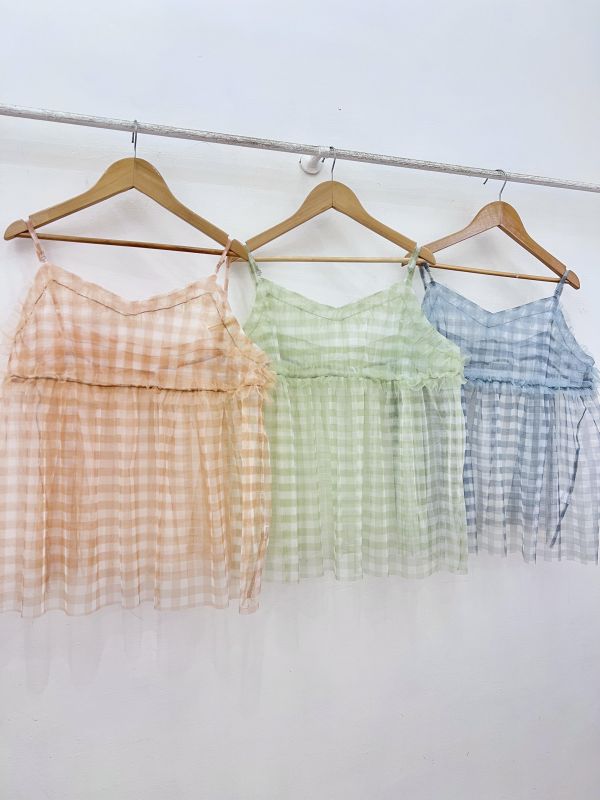 B25青春格紋紗背心 