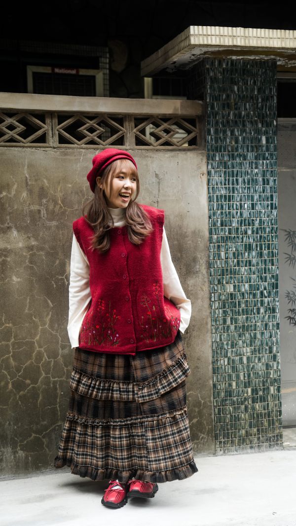 格紋蛋糕荷葉裙 