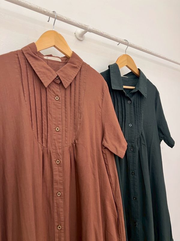 蕾絲擺棉麻洋裝 