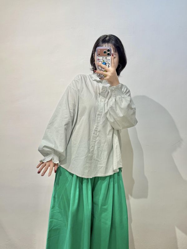 小荷葉領棉麻上衣 