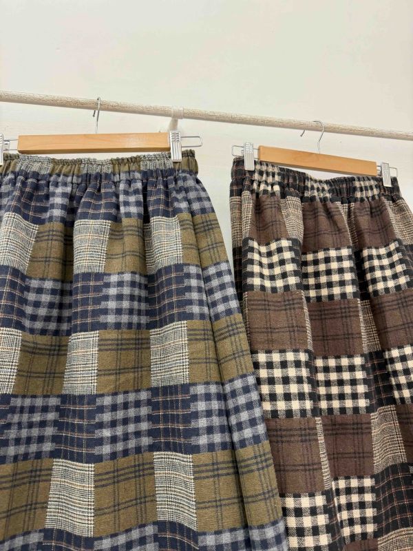 磨毛格紋直筒裙 