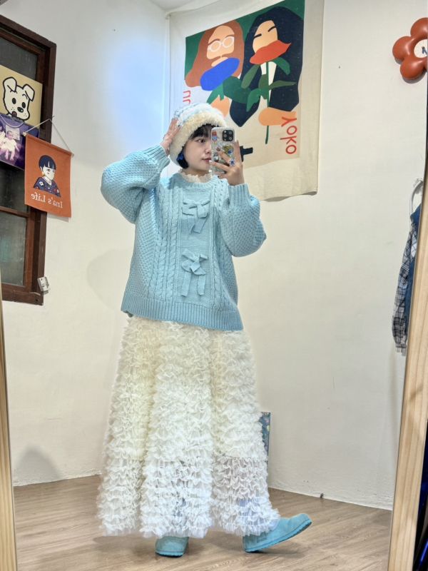 蝴蝶麻花針織衣 