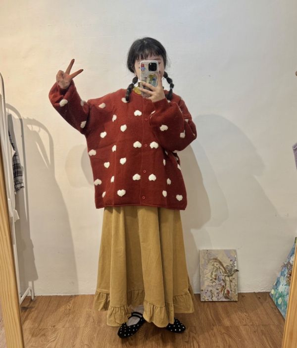 A16燈芯絨荷葉傘裙 