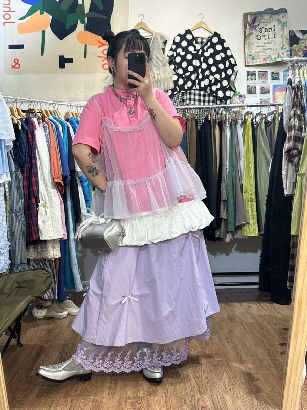 小蝴蝶結蕾絲下擺裙 