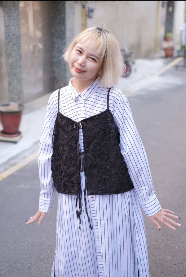 日系大人感條紋洋裝 