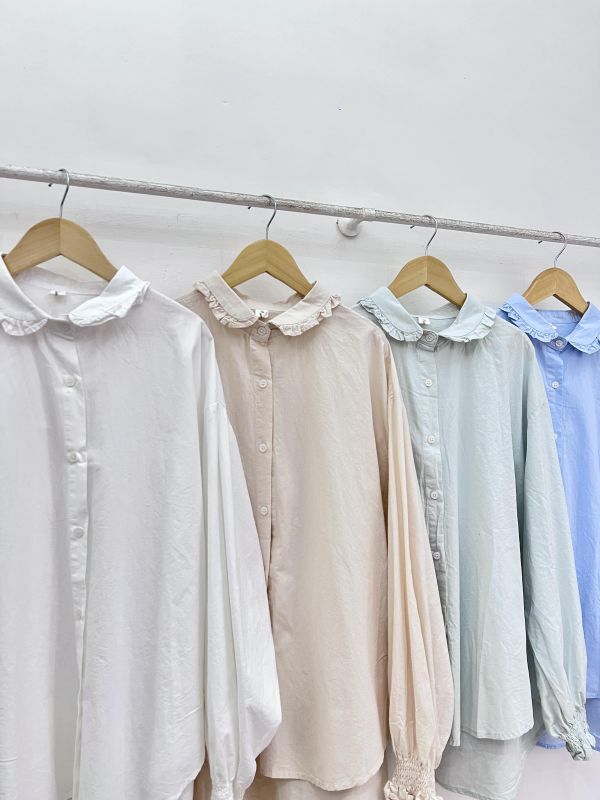 小荷葉領棉麻上衣 