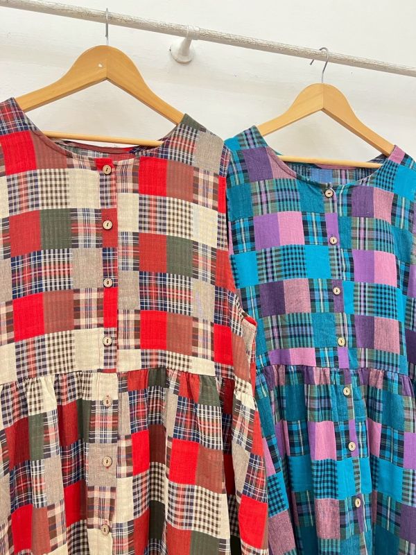 復古格紋拼接背心 