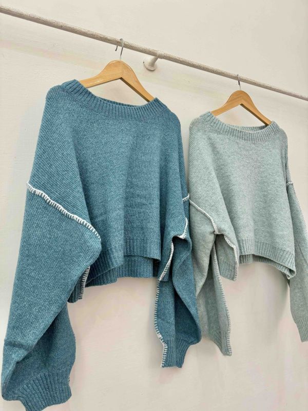 短版縫線設計毛衣 