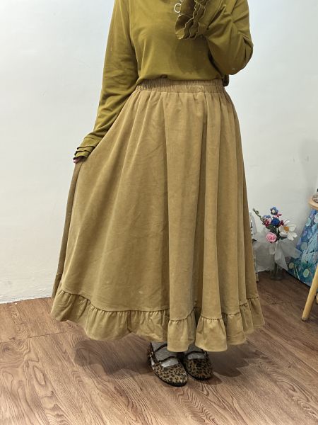 A16燈芯絨荷葉傘裙 