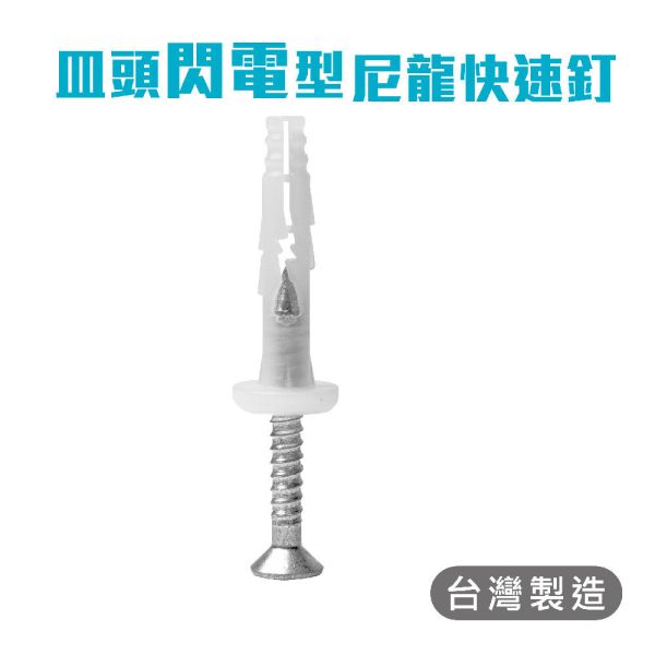 百利世 閃電型鍍鋅螺絲敲擊式尼龍快速釘 5x30mm (300支/盒) 