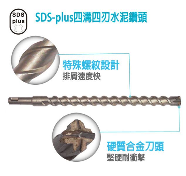 百利世 SDS plus四溝四刃水泥鑽頭 