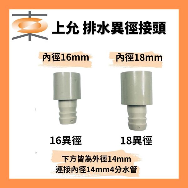 上允 異徑接頭(16/18) 上允,管槽,平面灣頭,冷氣材料,灣頭,異徑接頭,通牆蓋,牆角灣頭,異徑接頭