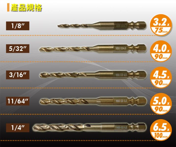 百利世 一體成型M35六角含鈷白鐵鑽頭 