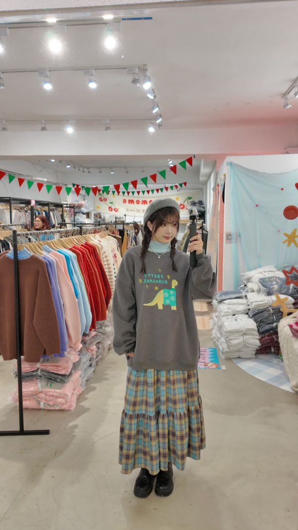 撞色格紋蛋糕裙 (冬) 