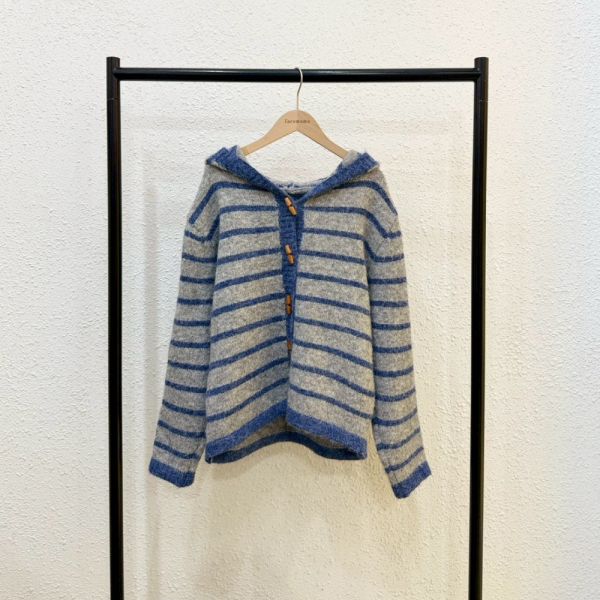 條紋木釦針織外套 