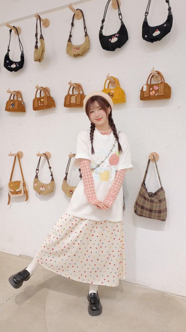 少女方格長袖透膚 