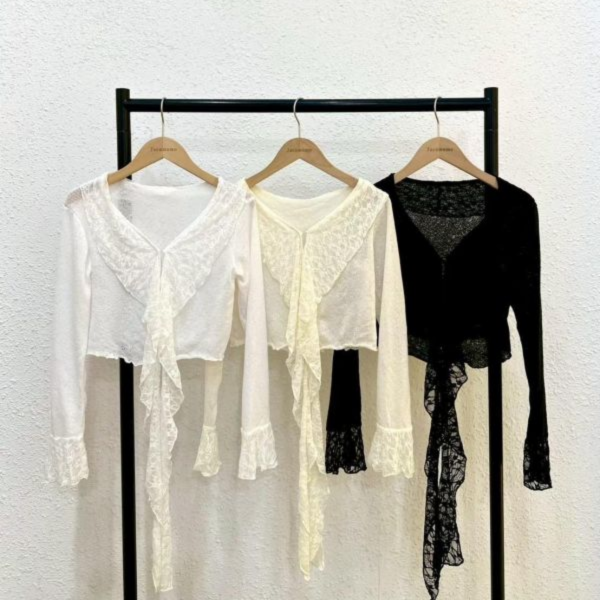 華麗蕾絲長袖罩衫 