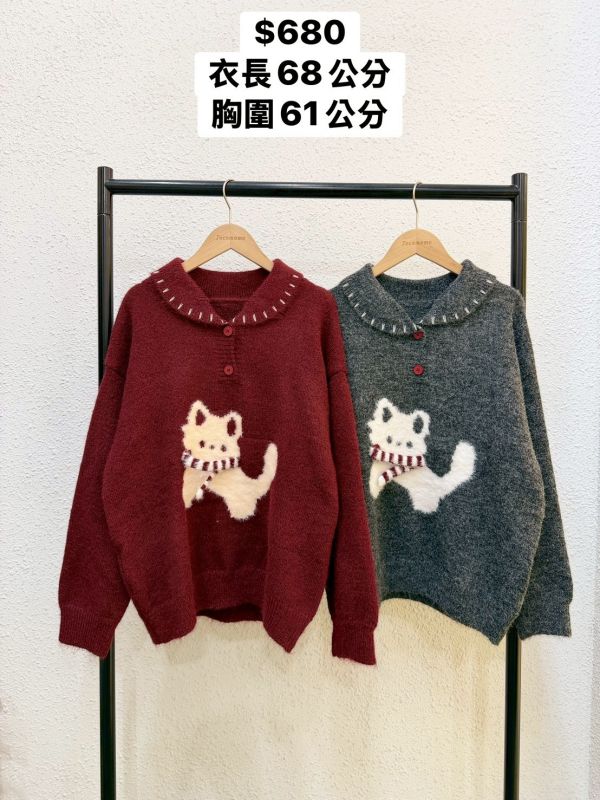 可愛圍巾小貓毛衣 