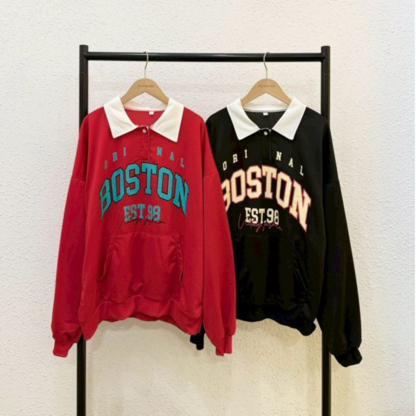 波士頓撞色翻領大學踢 (薄款) 