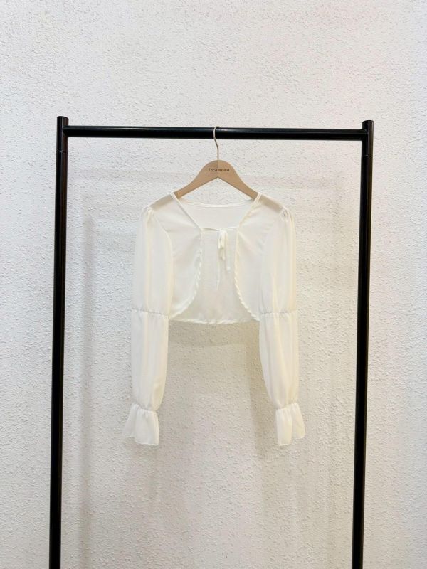 氣質透透綁帶罩衫 