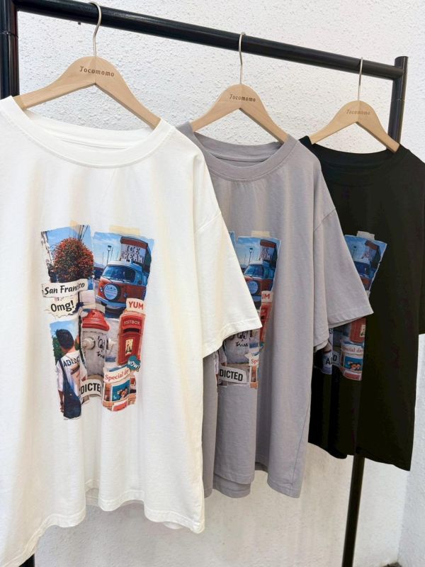 美式拼貼印花大踢 