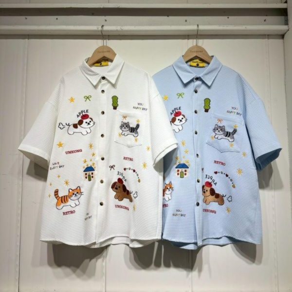 可愛童趣刺繡襯衫 
