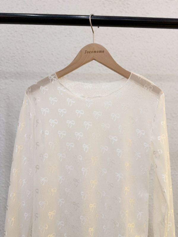 少女蝴蝶結長袖透膚 