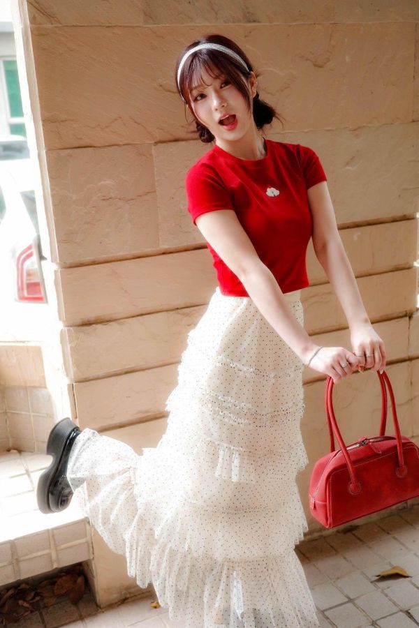 溫柔層次圓點紗裙 