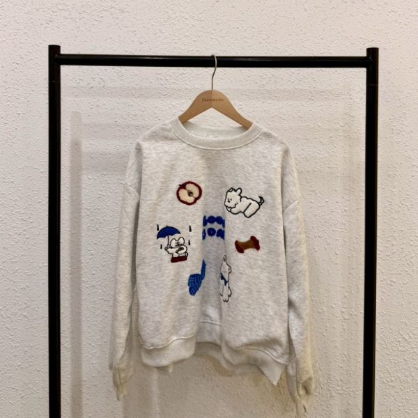 小狗日常刺繡大學踢 (無刷毛) 