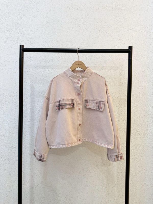 甜系拼接牛仔外套 