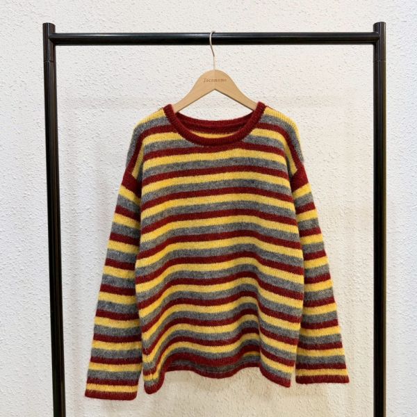 秋日撞色條紋毛衣 