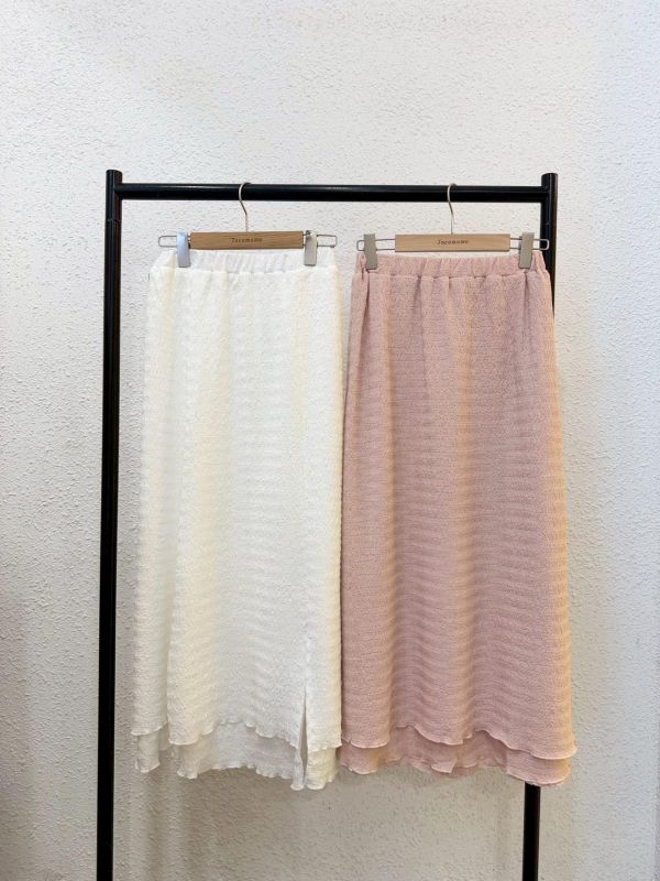 捲邊紋理層次長裙 