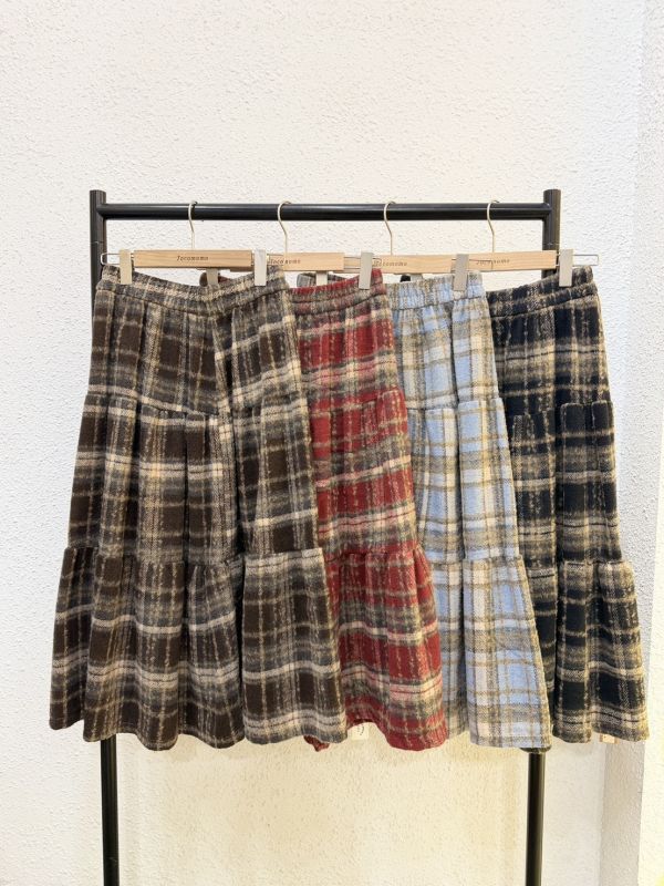 大格紋毛呢蛋糕裙 (冬) 