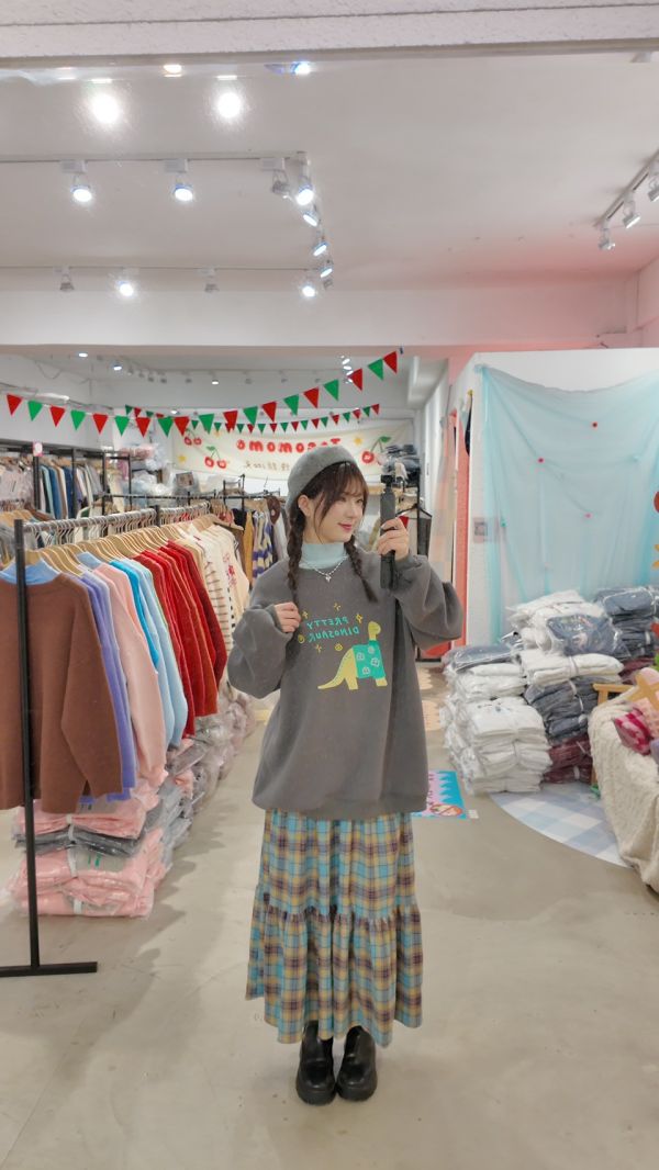 撞色格紋蛋糕裙 (冬) 