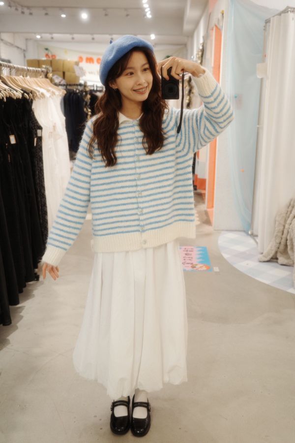 可愛條紋針織外套 