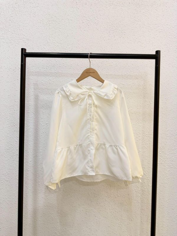 日系娃娃領長袖襯衫 